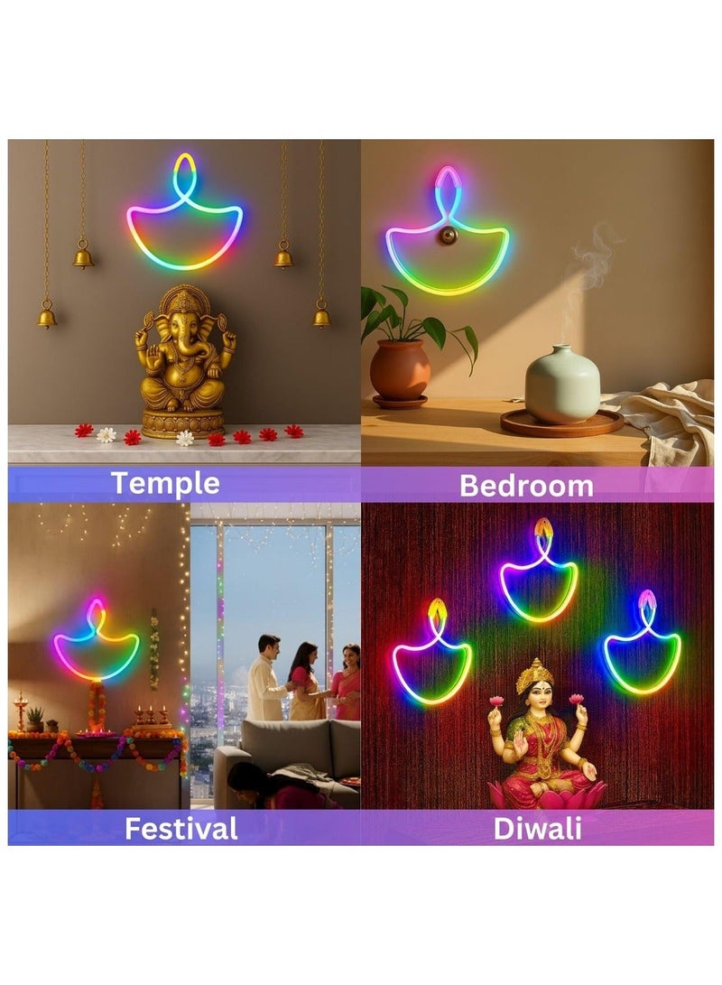 ZAYO LED Diya Lights, Decorative Diya Fairy Lights for Diwali Home Decoration, Festival, Color Changing Diya String Light, Multicolour 30CM - Image 5
